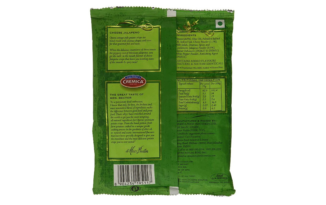 Opera Cottage Style Potato Chips, Cheese Jalapeno   Pack  55 grams